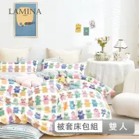 在飛比找momo購物網優惠-【LAMINA】雙人 小萌寵 100%純棉四件式兩用被套床包