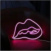 Sign Lamp Lips Neon Sign For Birthday Wall Bar Restaurant Wedding Decoration(50X36CM)