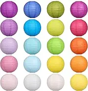 LEMESO 20 PCS Colorful Paper Lanterns 10 inch / 25 cm Chinese Lantern Hanging Round Paper Lampshade Party Decorations