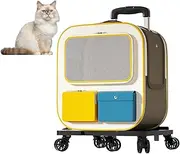 Cat Carrier Backpack with Wheels,Rolling Cat Carrier with Breathable Mesh and Storage Pocket,Pet Trolley Case with Telescopic Handle for Small Cats