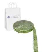 Apple Green 4 Row Diamond Rhinestone Ribbon Trim Mesh Wrap 2 Yards - Wedding lm