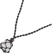 [PACKOVE] Crystal Rough Necklace Amethyst Gem Pendant Cord Netted Beaded Sparkling Stone Crystals Rock and Women Adjustable Sparkle Sweater Necklace Clear Quartz Necklace Braided Rope