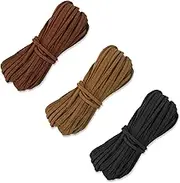 TEAONE Leather Strings, 3 PCS Suede Cords for Jewelry Making, Art Crafts (2.5mm x 10.93yd Per Rope)