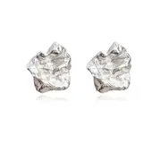 Culturesse Imani Sculpture Stud Earrings Sterling Silver White Rhodium Plating