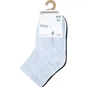 Underworks Baby Mid Crew Socks 18-36 Months 4 pack