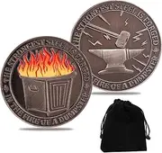 Dumpster Fire Desk Coin, 1.57 Inch Double-Sided Hilarious Medallion Challenge Coin for Coworker Workplace Appreciation Funny Gifts for Staff Employee Emotional Support Accessories Office Decor