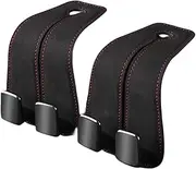 2Pcs Car Headrest Hook,Double Hook Purse Hook Car Storage Headrest Hooks Car Purse Holder,Car Seat Back Double Hooks Car Hooks for Headrest,Car Seat Back Double Hooks (Black)