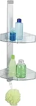 Wenko Corner Caddy Premium-Bathroom, Shower Rack with 2 Shelves and Hooks, Aluminium, Silver matt, 20 x 21 x 71 cm