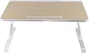 Foldable Laptop Bed Table Rotating Tabletop, Adjustable Height Aluminium Alloy Desk for Working Reading Eating, 60 x 40 cm Portable Study Tray (Yellow)