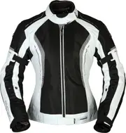Modeka Khao Air, textile jacket waterproof women , color: Black/Light Grey , size: 34