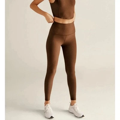 Beyond Yoga Caught In The Midi High Waisted Leggings In Bold Mocha Heather NWT