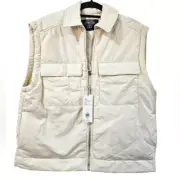 Calia Womens Light Sand Fashion Vest Full Zip Collared Chest Pockets Size XL NWT