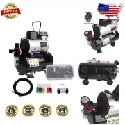 Portable Airbrush Compressor with 6ft Hose & Pressure Gauge for Professional Use