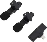 Tihebeyan 2.4GHz Wireless Lavalier Mic Clamp/Holder On Microphone with Omnidirectional Sound Noise Reduction Windproof Cover 8-10 Hours Battery for Smartphones Cameras Computers