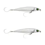 2x Rapala 14cm Saltwater X Rap Long Cast Shallow Minnow Fish Lures - Ghost