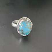 Mohave Native Navajo Sterling Silver Blue Turquoise Ring Sz 7 Set Gift 11417