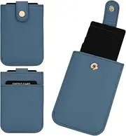 [FYY] Slim Minimalist Wallet - Pull Out Card Organizer, Soft Leather Card Case RFID Blocking Wallet Credit Card Holder, Front Pocket Wallet for Women Men (Blue)