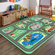 Kids Carpet Playmat Rug Extra Large Non Slip Alphabet Numbers Shapes City Life Educational Road Traffic System Learning & Fun Play Mat Safely Study Activity Centerpiece Area Rugs (Style 3, 120x160cm)