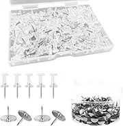 Set of 600, Push Pins Set, findTop 500 Count Flat Head Push Pins and 100 Count Clear Plastic Head Push Pins