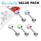 5 Pc Pack Epoxy Stone Ball Surgical Steel Barbell Tongue Piercing 14g