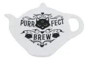 Spoon Rest Tea Bag Teapot Purrfect Brew Black Cats Kitty Purrfect Gift Housewarm