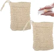 Soap Bag Natural fiber soap bags, organic soap and Linen Soap Bag Natural Soap Saver Foaming Net Handmade Soap Storage Bag Pouch Bath Defoliator Towel Soft Weave with Drawstring for Bath Shower Use
