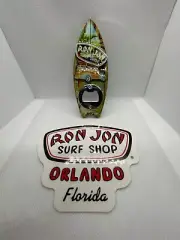 Ron Jon Surf Shop Surfboard Magent/bottle Opner With Sticker Set !!