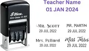 Checked by Teacher Stamp | Mini Name and Date Stamp | Shiny Adjustable Date Stamp | Small Date Stamp | Custom Name Date Stamp | Personalised Teacher Stamp (Black)