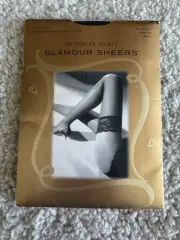 Victorias Secret Glamour Sheers Lace Top Thigh Highs Jet Black Sz M New