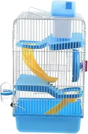 CIYODO Luxury Three Layer Hamster Cage Pet House Portable Small Animal Cage with Multi Functional Slide Design Leakproof Water Jug and Ventilation Features for Hamsters Blue
