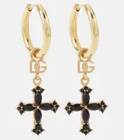 [Dolce & Gabbana] Dolce & Gabbana DG cross embellished hoop earrings One Size gold