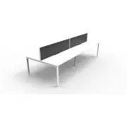 RAPIDLINE RAPID INFINITY PROFILE LEG WORKSTATION Double Sided With Screen 4 Person W2400 x D1400 x H1200mm Natural White with Scalloped Edge