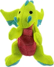 goDog Dragons Squeaky Plush Dog Toy, Chew Guard Technology - Green, Small