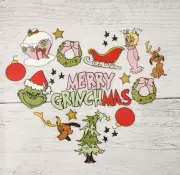Merry Grinchmas Heart Ready to Press Heat Transfer Screen Print DTF Transfer