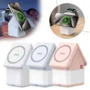 4 in 1 Magnetic Wireless Charger Stand Dock Watch Small House Night Light C6H4