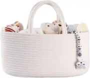Baby Diaper Caddy Organizer for Girl Boy Cotton Rope Nursery Storage Bin Basket