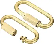 uxcell 6mm Copper Chain Quick Links, 2 Pack Screw Locking Chain Connector Oval Snap in Ring Hook Clips for Chandelier Backpack Tent, 132 lbs Brass Tone