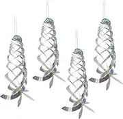 Bird Repellent Spiral Reflectors,4 PCS Hanging Rotating Reflective Rod Bird Repeller Bird Spiral Reflectors Scare Tool,Garden Porch Decoration