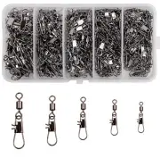 1000Pcs Fishing Barrel Rolling Swivel With Interlock Snap Connectors Size 2#-10#