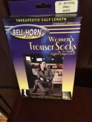 BELL-HORN WOMEN'S TROUSER SOCKS LIGHT COMPRESSION 15-20 mmHg CALF WHITE SMALL