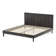 Artiss Bed Frame Double Queen King Size LED Lights Charge Ports Black Leather