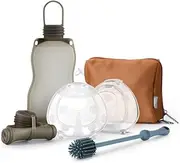 Haakaa Breast Milk Save and Stash Pack for Breastfeeding Moms Collect Store Breastmilk Includes Silicone Breast Shells and Breastmilk Storage Bags with A Cleaning Brush and A Portable Storage Bag - Rust