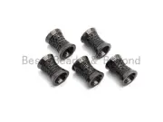 Black CZ Pave On Black Hourglass Spacer Beads, Big Large Hole beads , Cubic