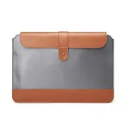 13-14 Inch Horizontal Microfiber Notebook Liner Bag In Gray & Brown