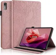 [CXTcase] for Lenovo Tab P12 12.7 inch 2023 Case Embossed Tree PU Leather Case Wallet Flip Cover Stand Function Tablet Case for Lenovo Tab P12 12.7 inch 2023 - Rose Gold