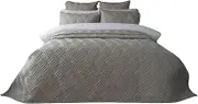 Belledorm Lisbon Chevron Bedspread (UK Size: 260cm x 260cm) (Soft Grey)