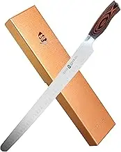 TUO Slicing Knife 14 inch - Long Carving Knives Professional Granton Slicer Hollow Ground Carver for Meat & Vegetable - German HC Steel & Ergonomic Pakkawood Handle - Gift Box Included - Fiery Series