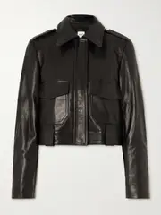 [KHAITE] KHAITE - Cordelia Cropped Leather Jacket - Black - US2 US 2 Black
