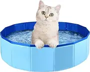 Foldable Dog Pet Pool,24'' x 8'' Portable PVC Swimming Pool Dogs Cats Folding Dog Cat Bath Tub Collapsible Tub Poolfor Dogs and Cats (Blue)