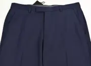HUGO BOSS Open Blue LEENON 1 Regular Fit Flat Front Wool Dress Pant 32 R NWT